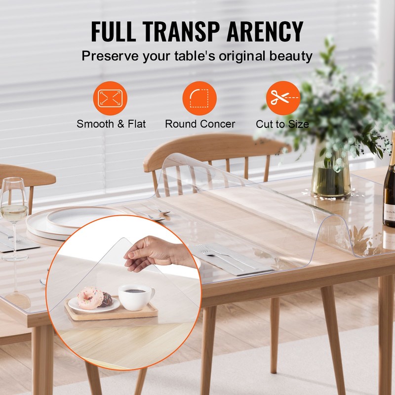 VEVOR PVC Table Protector 36x54 Inch Clear Plastic Desk Protector 1.5mm Thick gallery