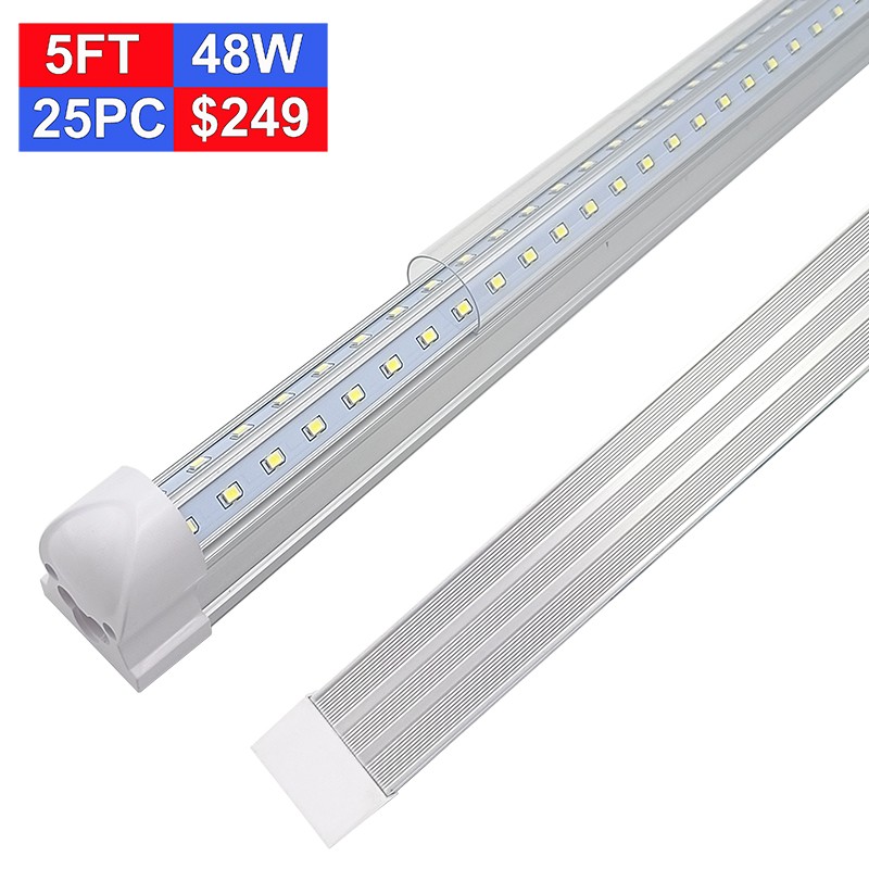 25 Pack 5 Ft 60 Inch T8 Integrated LED Tube Light Bulb 6500K 5FT LED Shop Lights gallery