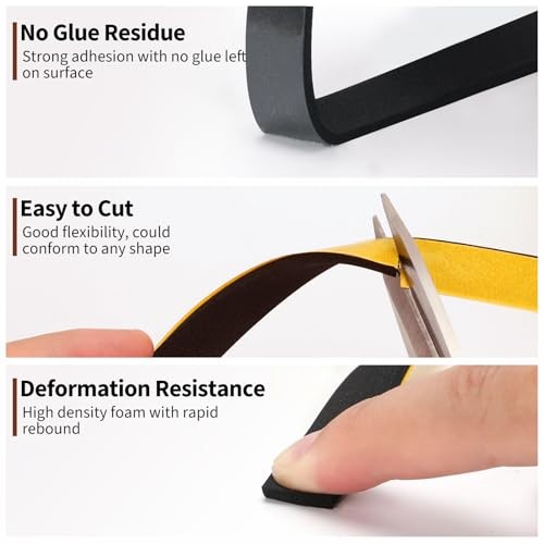 Thin Foam Tape Weather Stripping (.50) 1/2 Inch Wide x 1/16 1/2"x1/16"x33 FT gallery