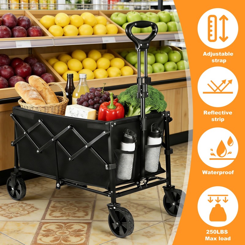 250lbs Collapsible Wagon Foldable Lightweight Heavy Duty Utility Beach Fold Cart gallery