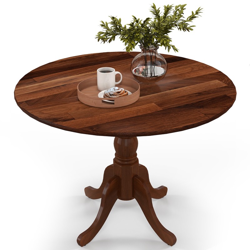 Rustic Dining Table Wooden Dining Table w/ Round Tabletop & Curved Trestle Legs gallery