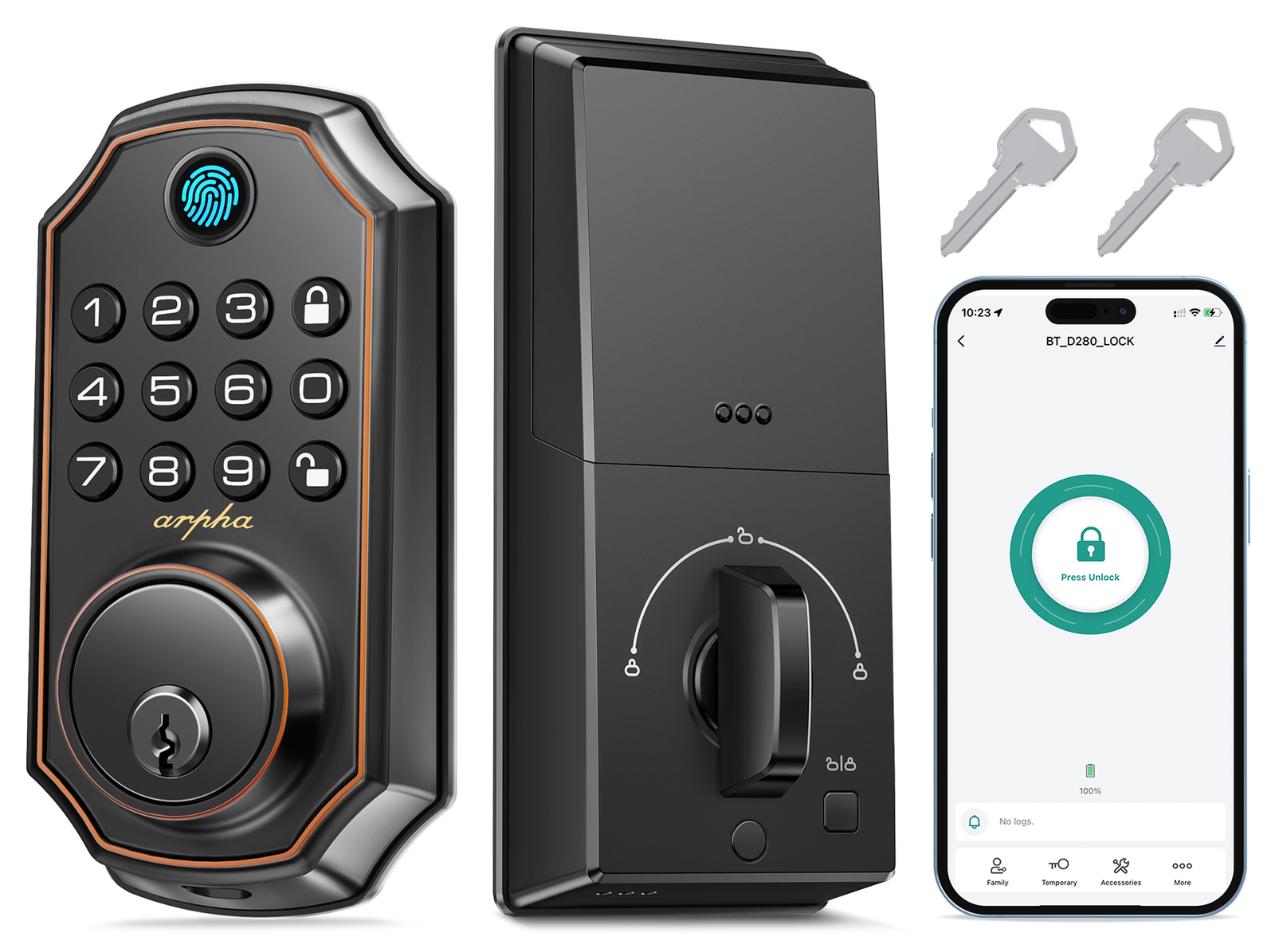 ARPHA Fingerprint Door Lock Biometric Smart Lock APP Bluetooth Keyless Deadbolt gallery