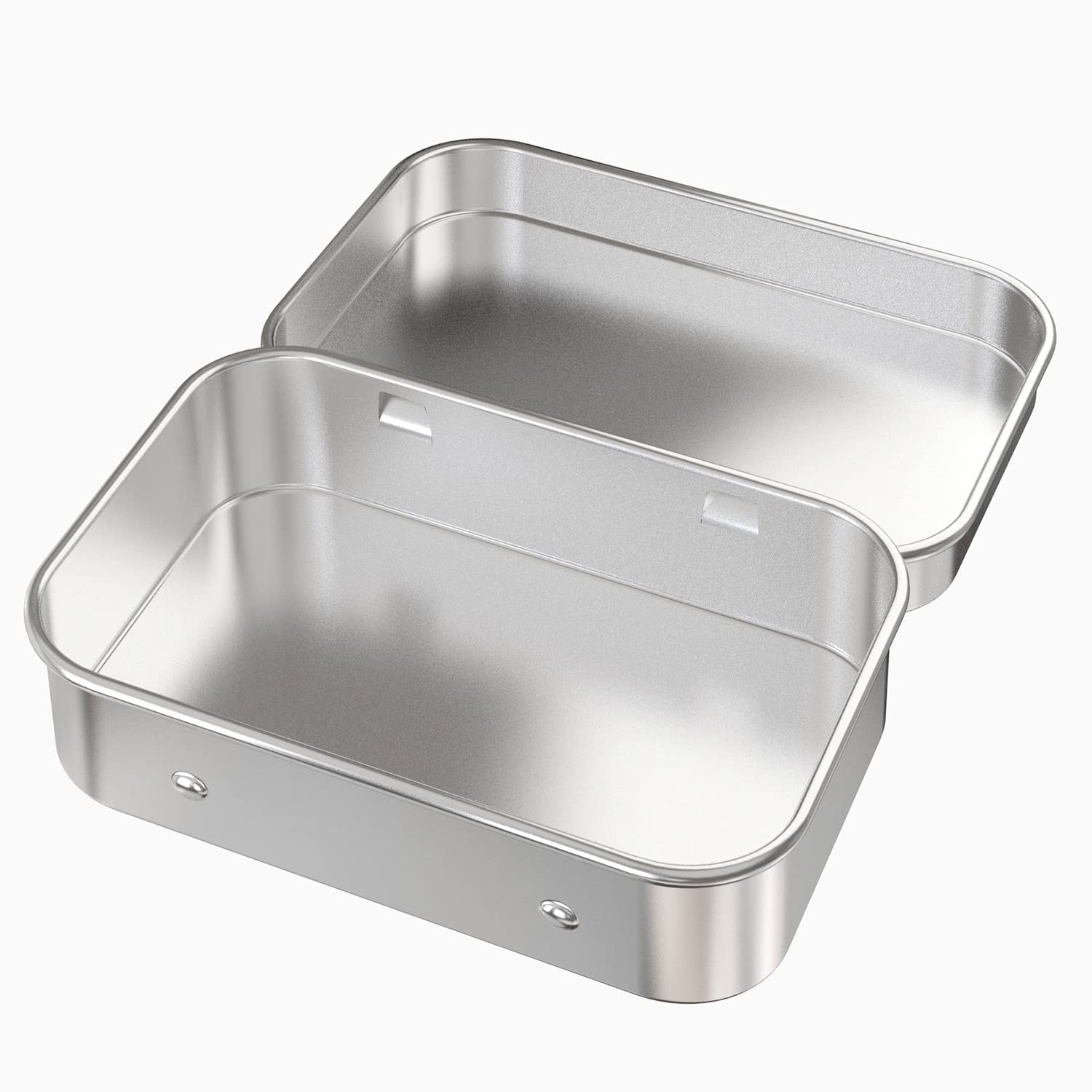 Silver Metal Hinged Tin Box Container Portable Storage 4.5x3.3x0.9 Inch 2 PCS gallery