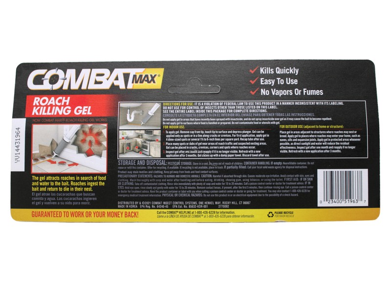 Combat Max Roach Killing Gel for Indoor and Outdoor Use, 1 Syringe, 2 Pack gallery