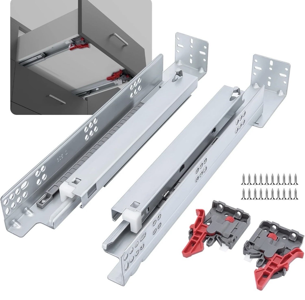 LONTAN 6 Pairs 21" Undermount Soft Close Drawer Slides Full Extension 100lb gallery