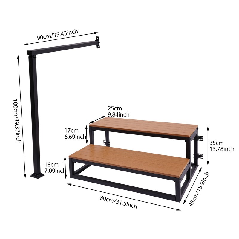 2 Steps Stairs With Handrail Multi Function Garage Stepping Stair Indoor/Outdoor gallery