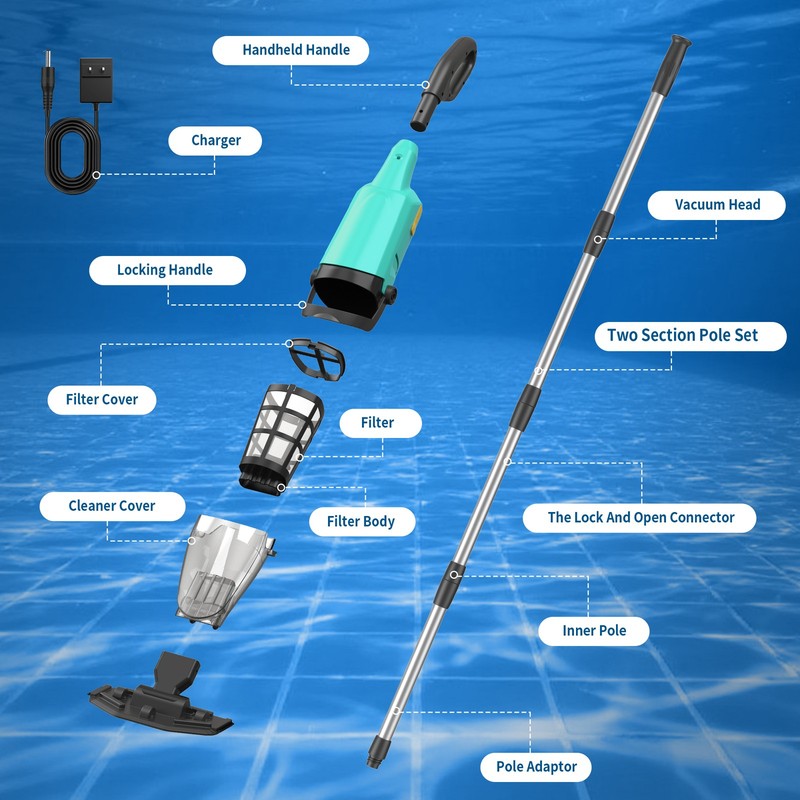 Handheld Spa Hot Tub Vacuum- Cordless Small above Ground Pool Cleaner 90min IPX8 gallery