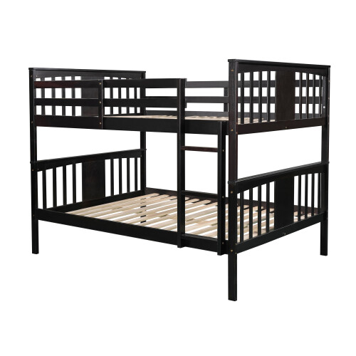 Full Over Full Bunk Bed Wood Bed Frames Full Size Platform Beds White/Gray/Brown gallery