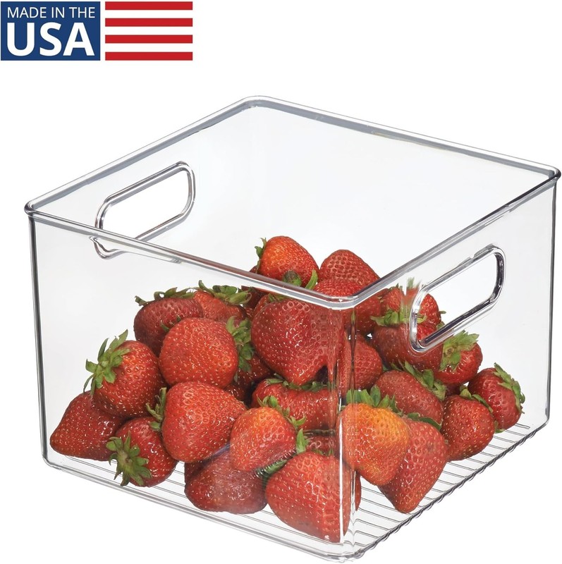 Durable Clear Food Storage Bin with Handles - 8"L x 8"W x 6"H for Easy Access gallery