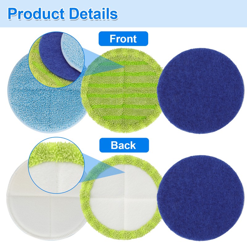 6X Replacement Electric Mop Heads Microfiber Scrubber Polishing Pads Reusable 6" gallery