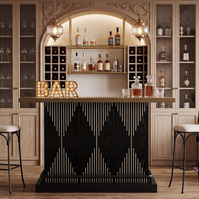 63 Inch Rectangular Bar Table Modern Counter Height Pub Table with Storage Shelf gallery