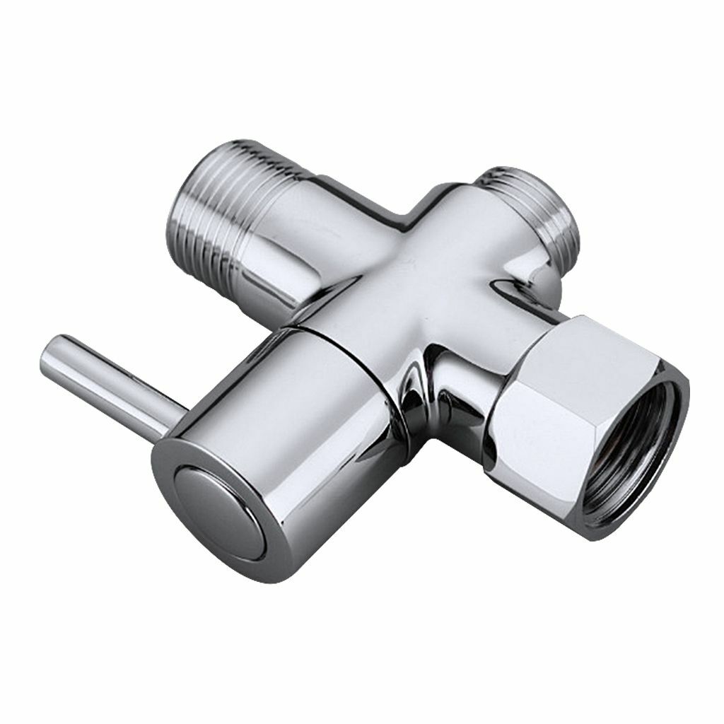 Brass Chrome T-adapter 3 Way Valve For Toilet Bidet Shower Head Diverter 7/8" gallery