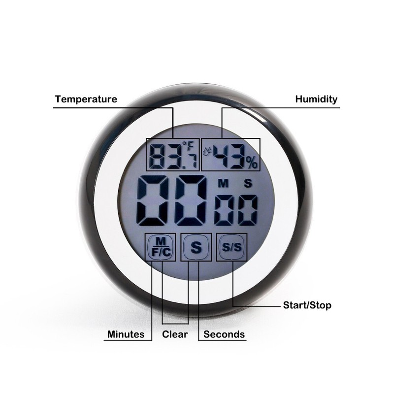 Digital Kitchen Timer with Magnetic Digital Thermometer Humidity, LED Display gallery