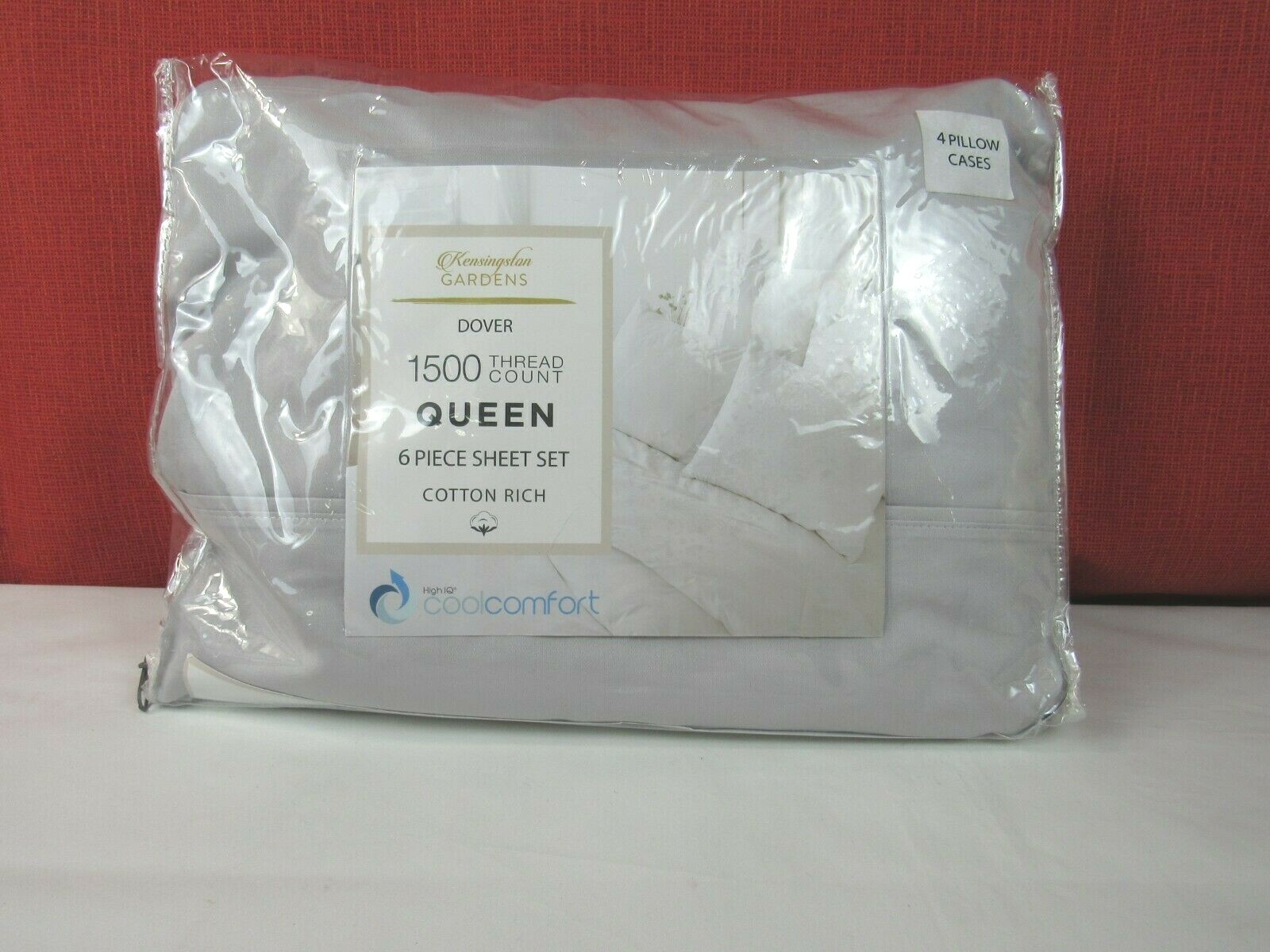 Kensington Garden Dover 1500 Thread Count Cooling 6pc Queen Sheet Set, Grey gallery