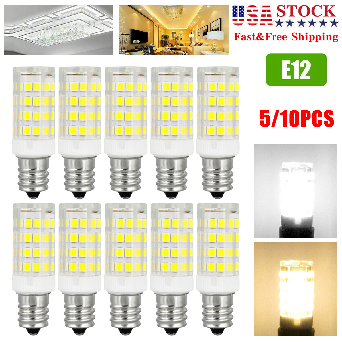 7W E12 LED Corn Bulb Light 6000K Candelabra Ceiling Fan Daylight Ceramics Lamp gallery