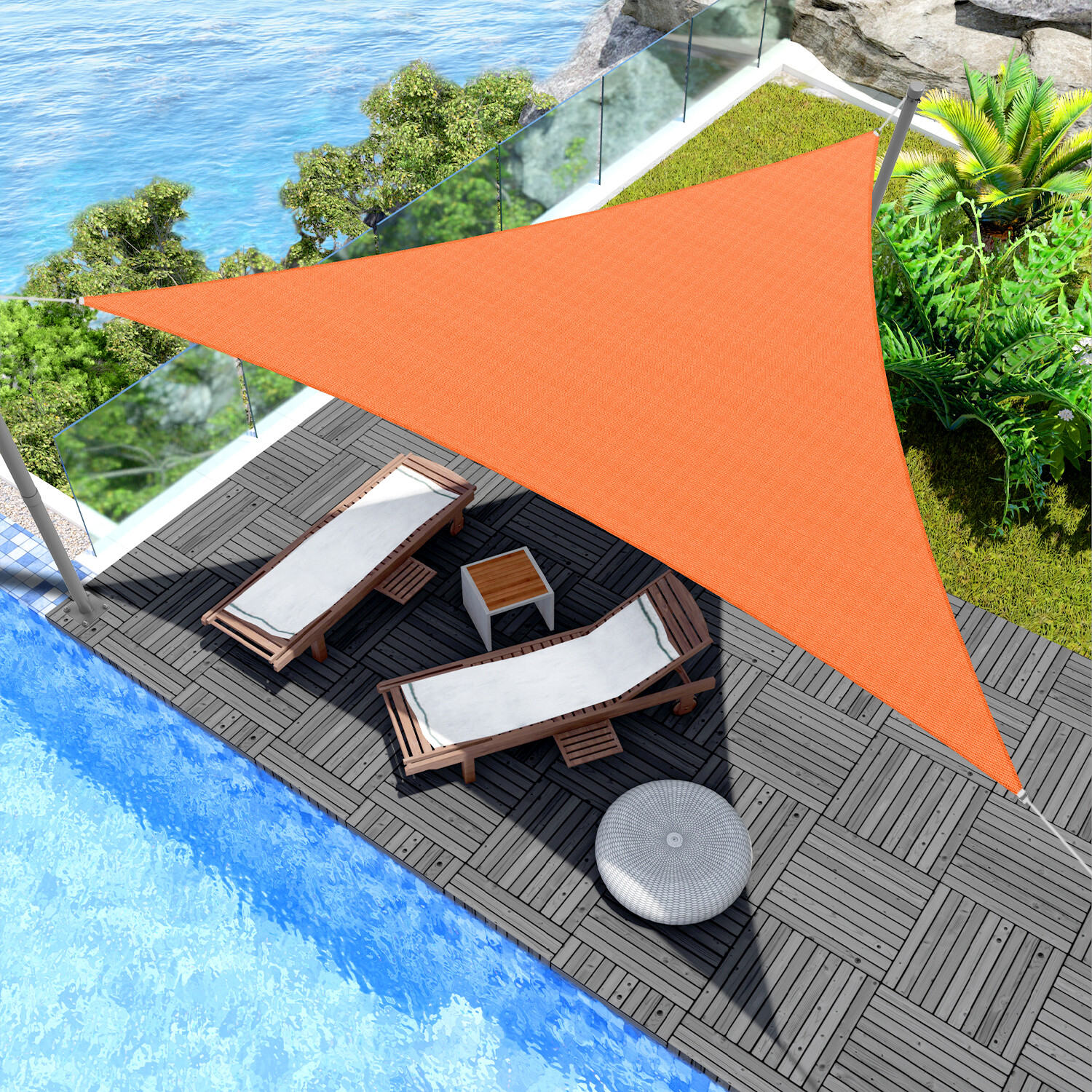 2-28ft orange Equilateral triangle Sun Shade Sail Pool Patio Deck Canopy Awning gallery