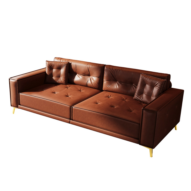 Faux Leather Convertible Pull Out Sofa Bed Tufted Sleeper Couch With Square Arm gallery