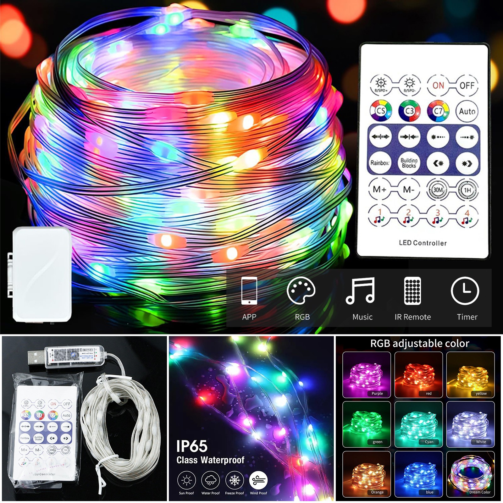 5M-50M Fairy String Lights USB LED Christmas Tree Wedding Party Outdoor Decor gallery