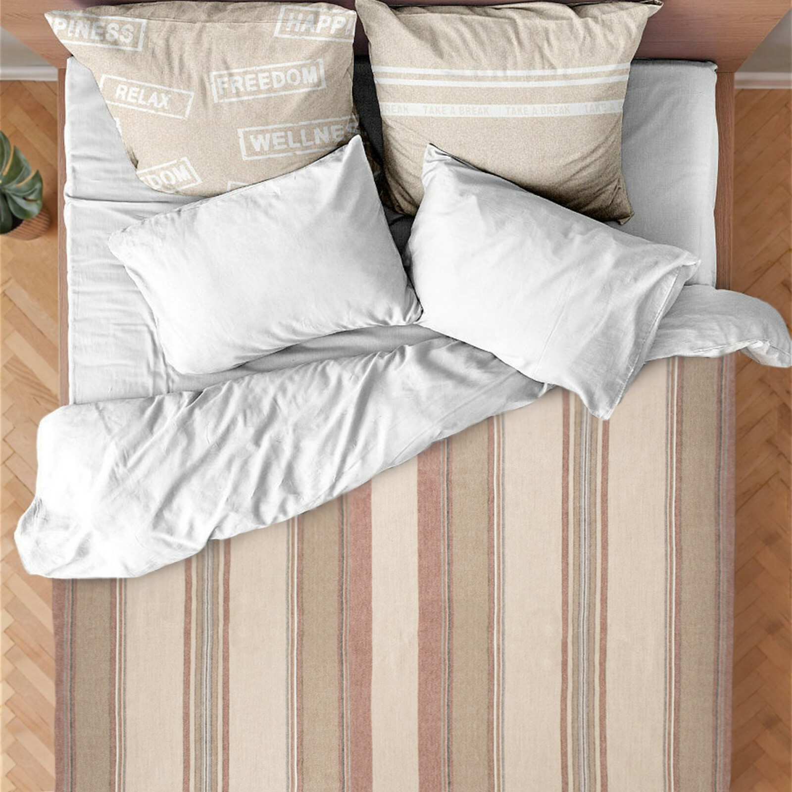 SOFT & WARM STRIPED ALPACA LLAMA WOOL BLANKET QUEEN BED SOFA EARTH TONES gallery