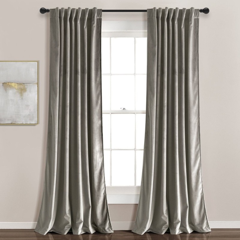 Prima Velvet Solid Back Tab Rod Pocket Light Filtering Window Curtain Panel Set gallery