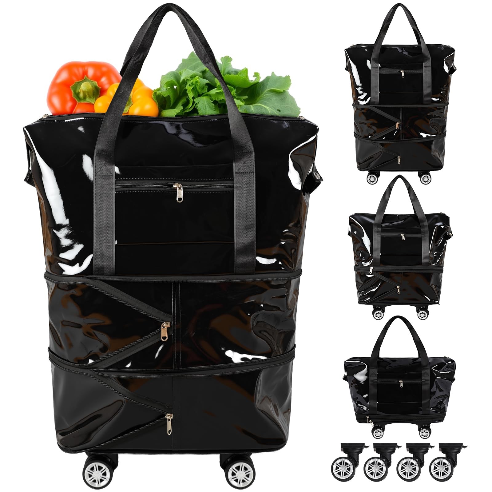 Reusable Grocery Bag on Wheels Shopping Bag with Detachable Swivel Wheels Wat... gallery