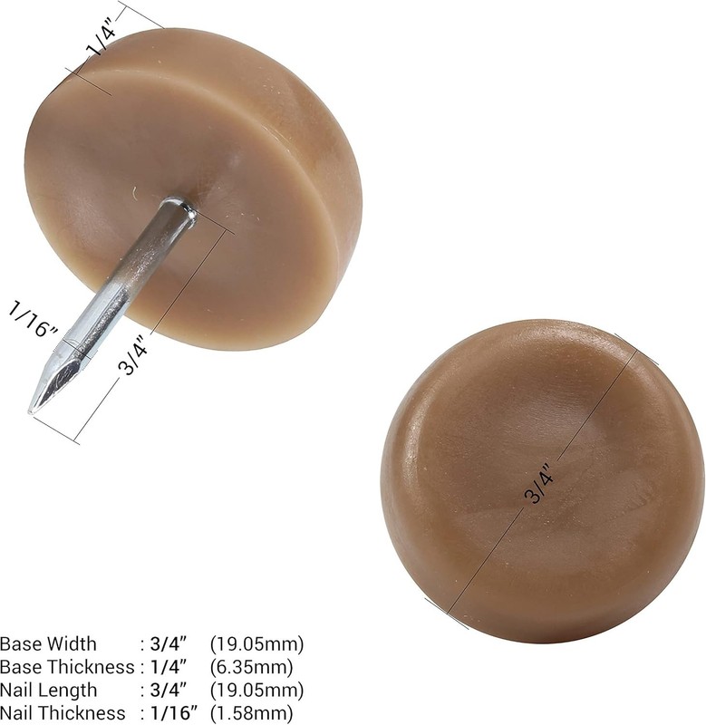 25 Pack Hardware 3/4″ (19mm) Standard Nail On Furniture Glides in Brown Colo... gallery
