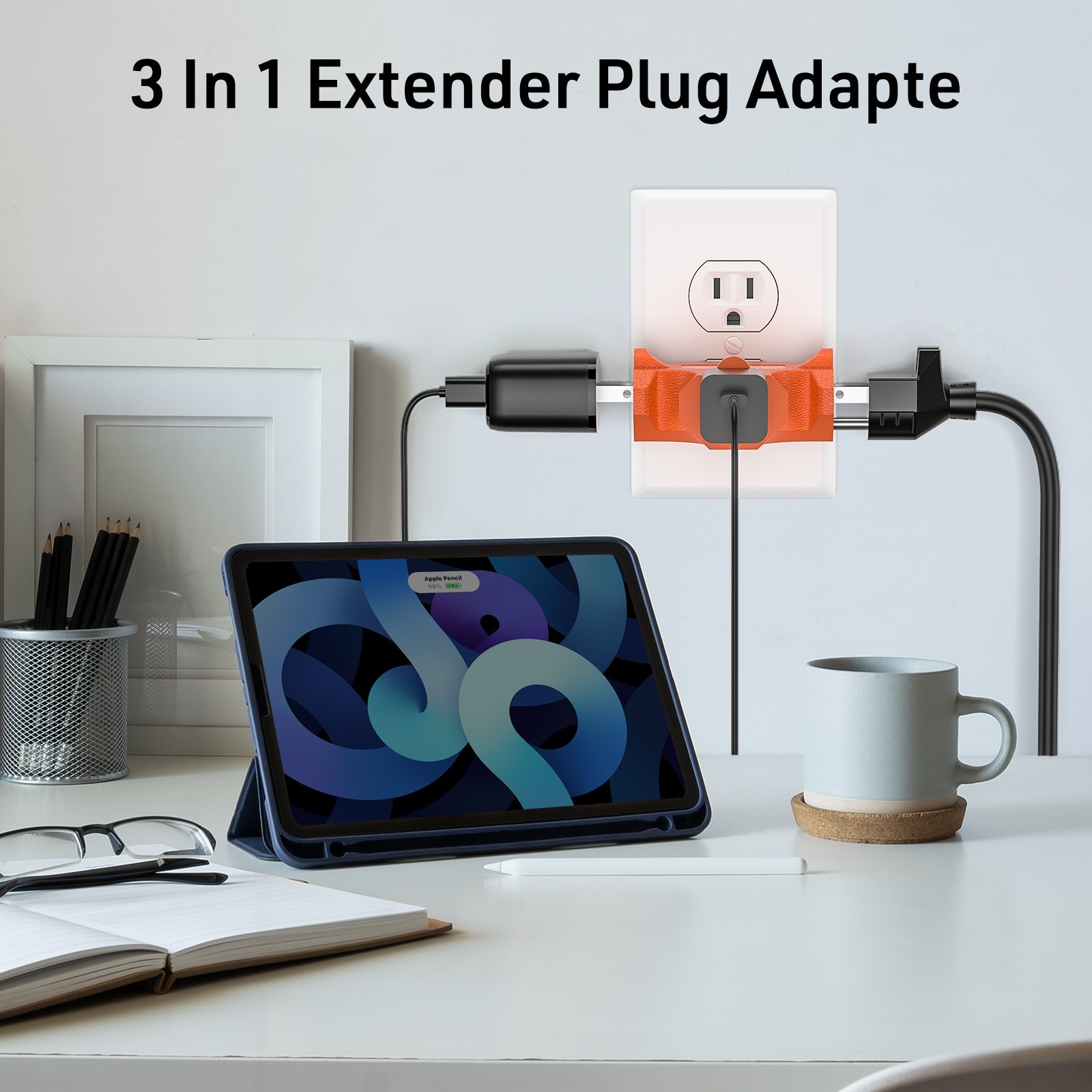 3-Pack 3 Way Plug Adapter 15A 1875W,3 Prong 3 Outlet Adapter Power Splitter Plug gallery