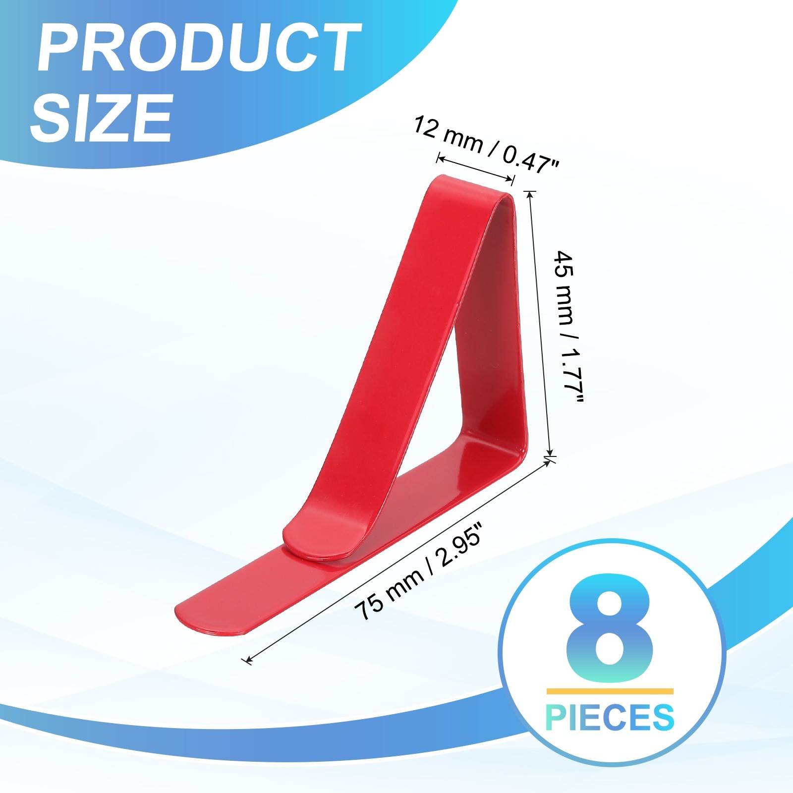 8 Pack Tablecloth Clips, 2.95" x 1.77" Table Cloth Cover Clamps, Red gallery