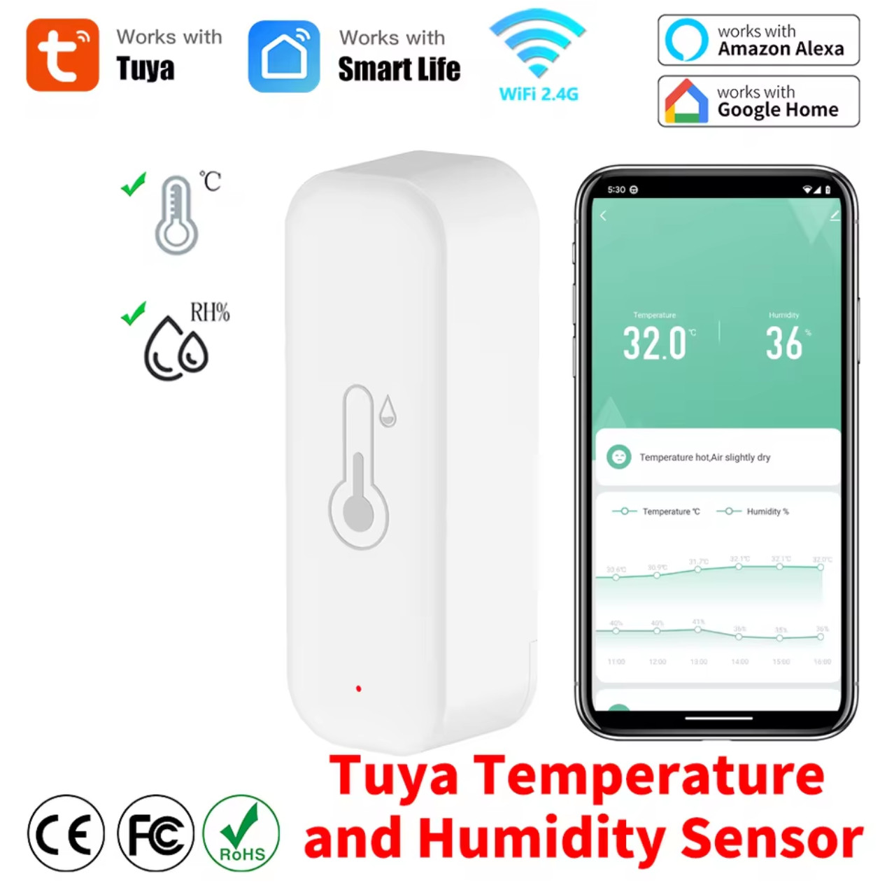 Tuya WiFi Temperature and Humidity Smart Home Thermometer Hygrometer APP Remote gallery
