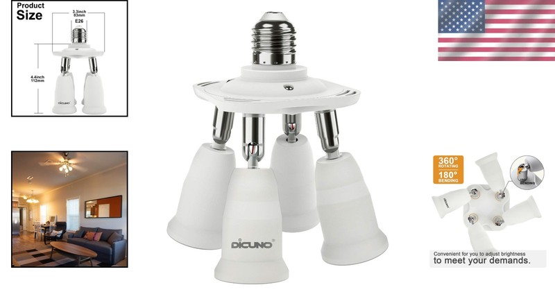 4 in 1 E26 Light Socket Splitter: Adjustable 360° and 180° for Perfect Lighting gallery