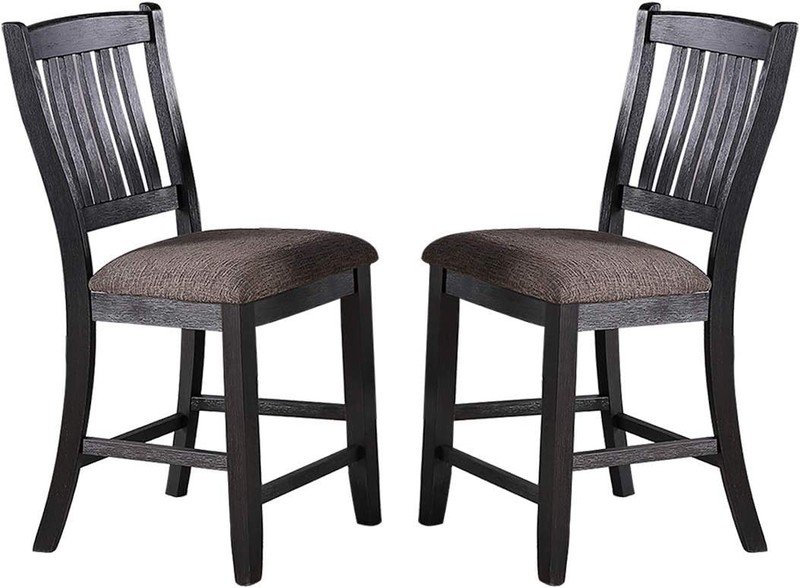 Transitional Dining Room 7pc Set Dark Coffee Rubberwood Counter Height Dining gallery