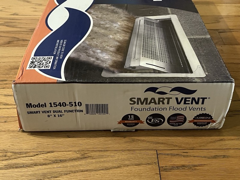 Smart Vent 8 X 16” Dual Function Engineered Foundation Flood Vent Model 1540-510 gallery
