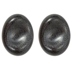 2 PCS. Japanese Chopstick Rest Ceramic Black Glaze Stone Indented Made in Japan