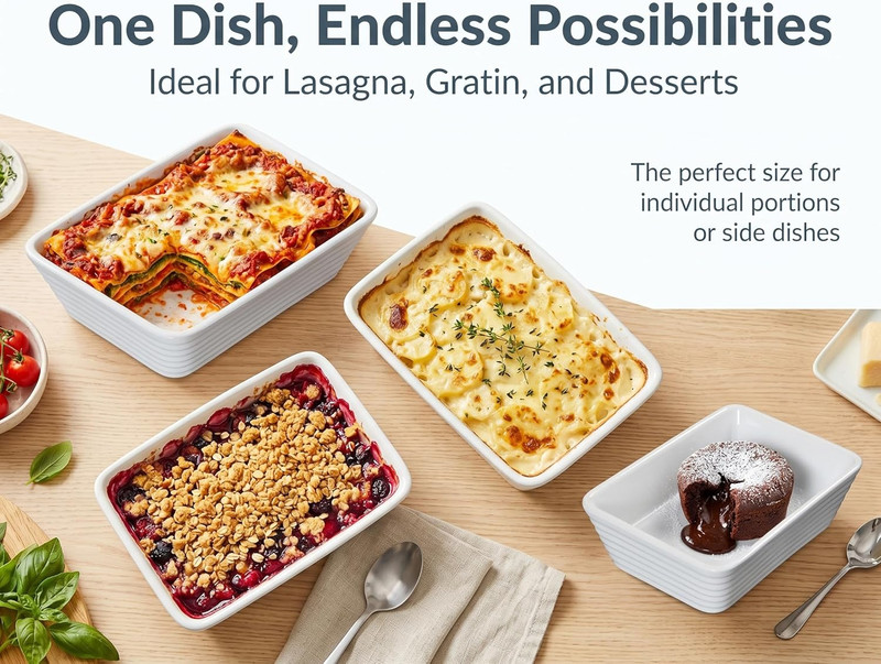 Small Baking Dish, Rectangle Ceramic Baking Dish for Oven, Individual Casserole gallery