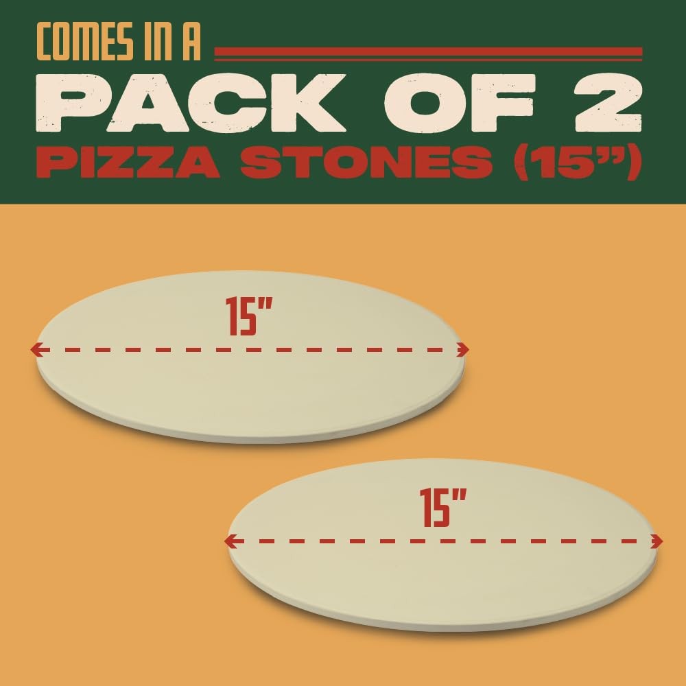 15 Inch Round Heavy Duty Cordierite Bread Baking Pizza Stone For Oven 2 Pack gallery