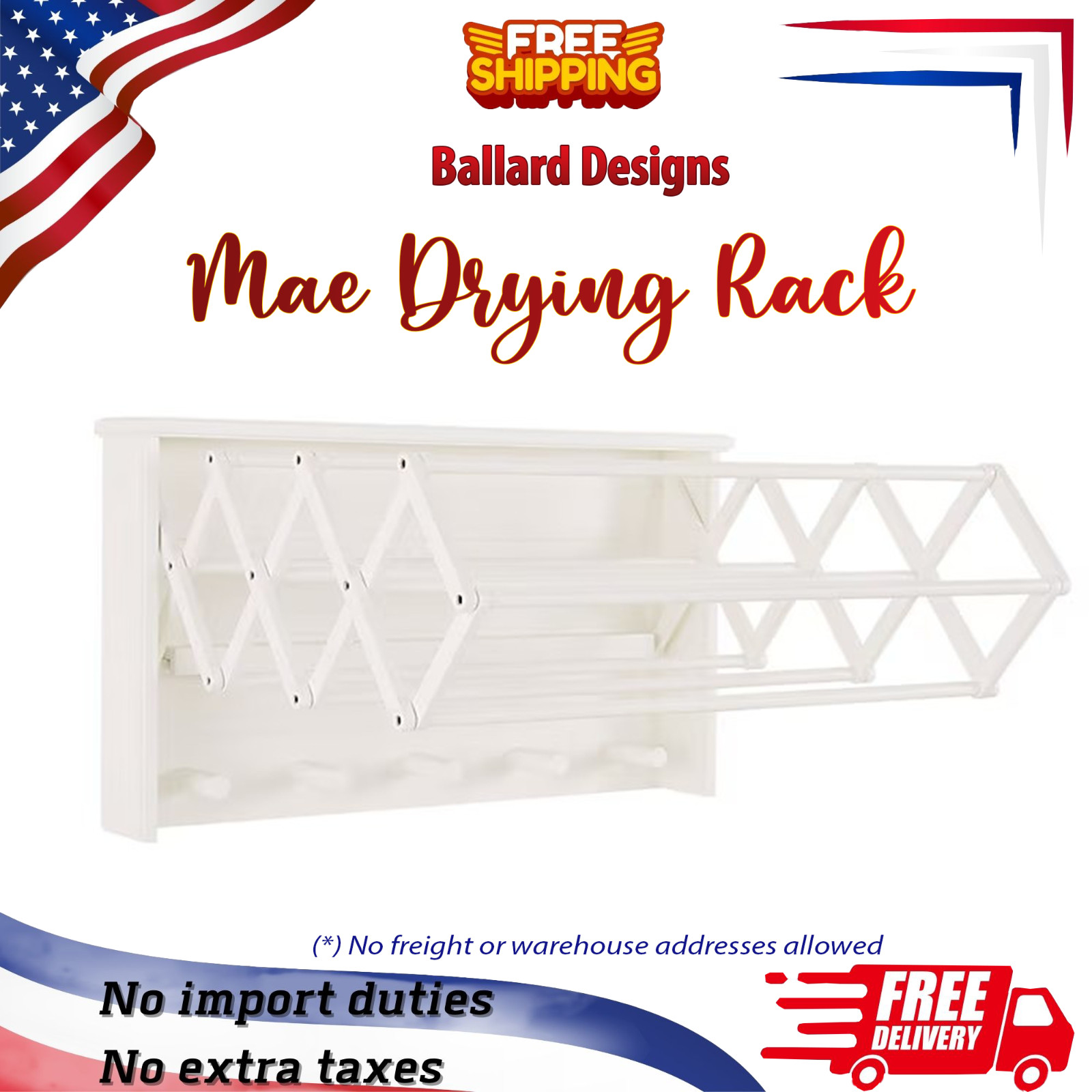 Ballard Designs Mae Drying Rack Foldable Laundry Clothes Drying Stand Rack gallery
