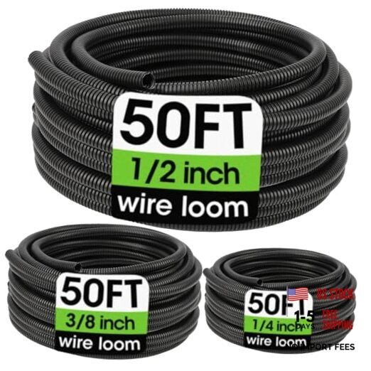 Wire Loom 1/4", 1/2", 3/8 Inch x 50 FT, Split Wire 1/4", 1/2", 3/8" X 50 ft gallery