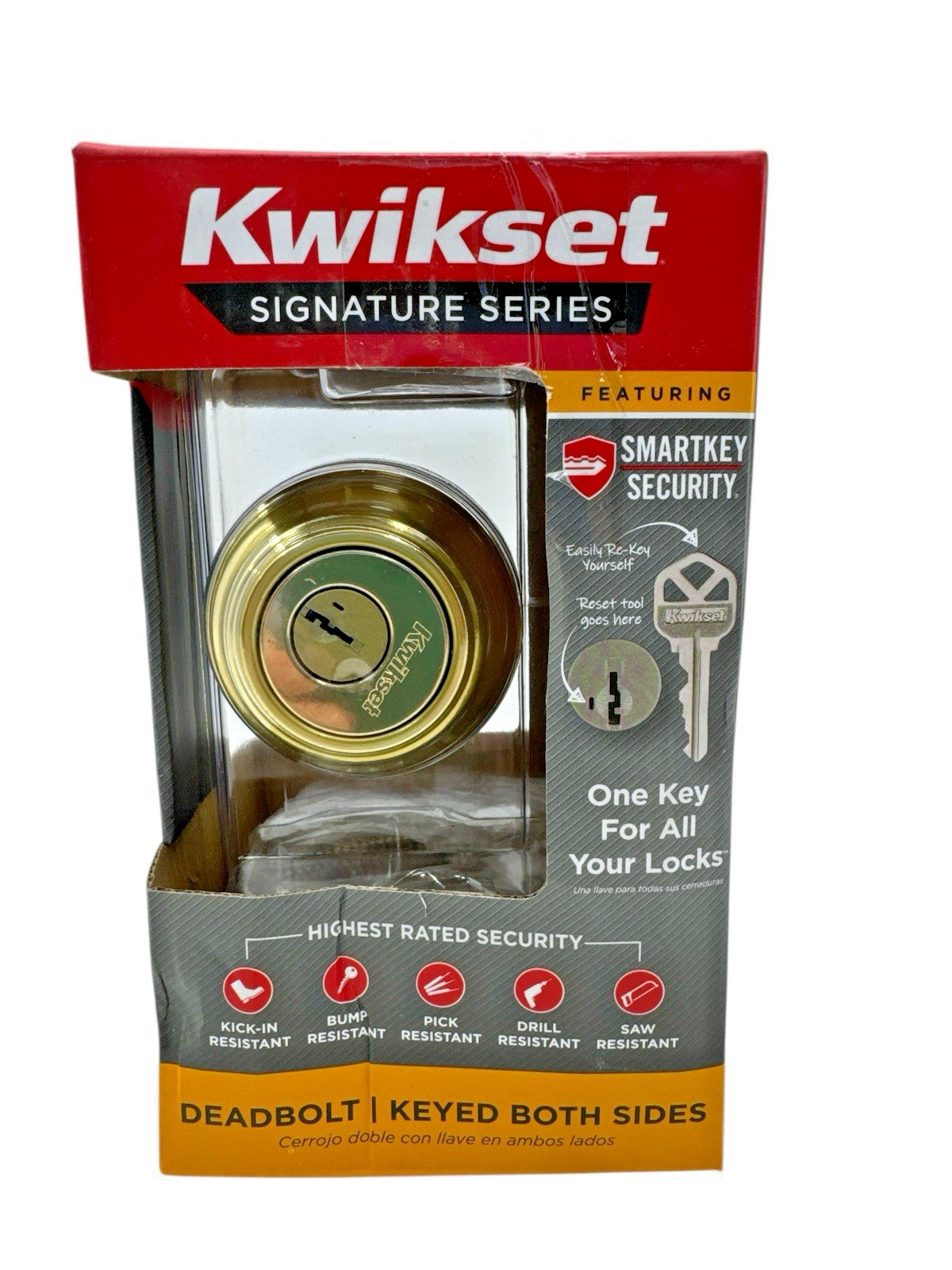 Kwikset Double Cylinder Deadbolt SmartKey & Microban In Polished Brass 99850-071 gallery