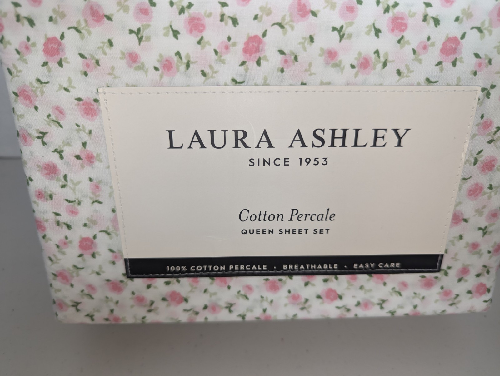 4pc Laura Ashley Queen Sheet Set Petite Floral EMOGENE Pink Greens & Red gallery