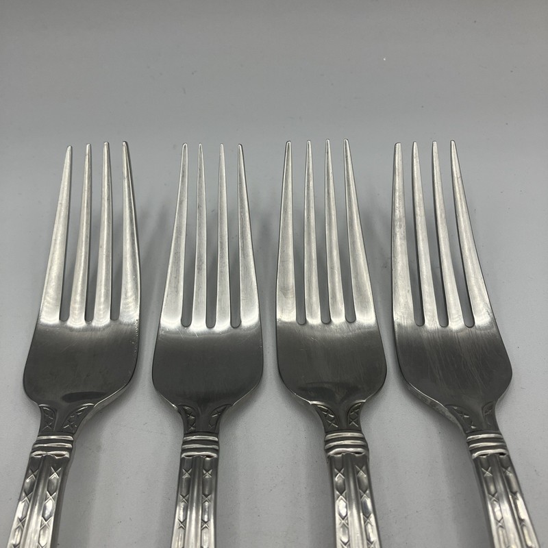 Lot (4) HAMPTON Silversmiths NOBILITY Stainless 8-1/8" Dinner Forks Fork Set gallery