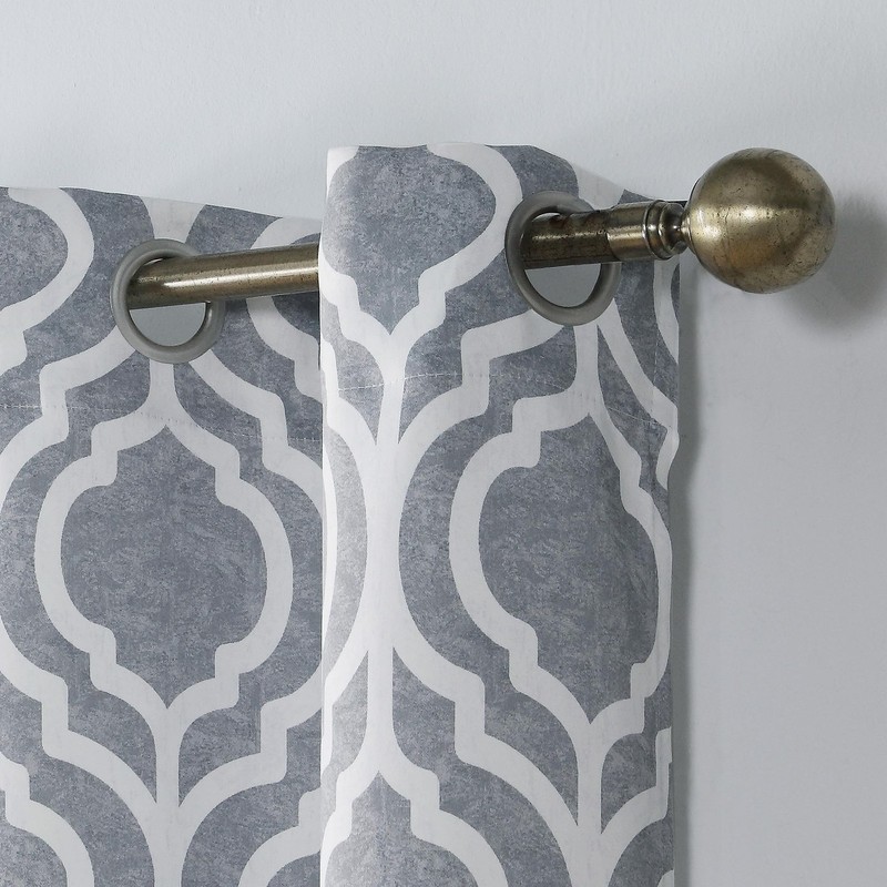 Sun Zero Eldon Trellis Print Blackout Grommet Curtain Panel, 40 x 84, Gray gallery