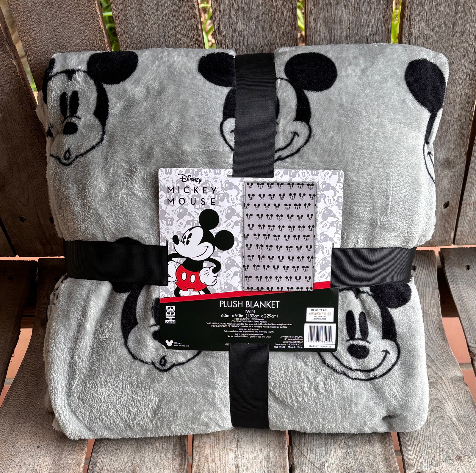 Disney Classic Mickey Mouse FACES Plush Blanket Twin Size 60" x 90" Black Gray gallery