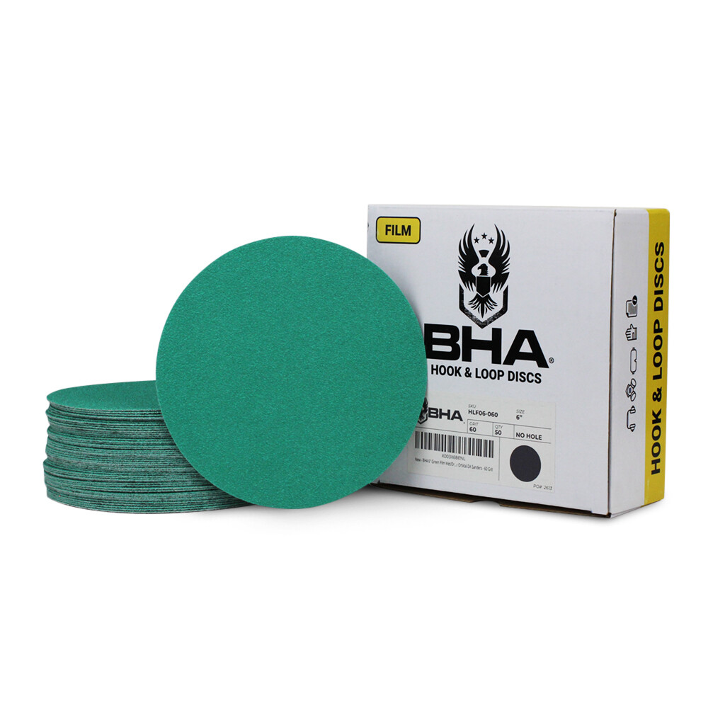BHA 6" Green Film Hook & Loop Sanding Discs, Wet/Dry Orbital Sandpaper - 50 Pack gallery