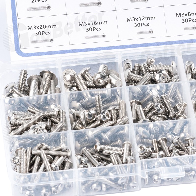 500x M3 4 M5 Button Head Socket Cap Screws Allen Bolts Hex Drive Stainless Steel gallery