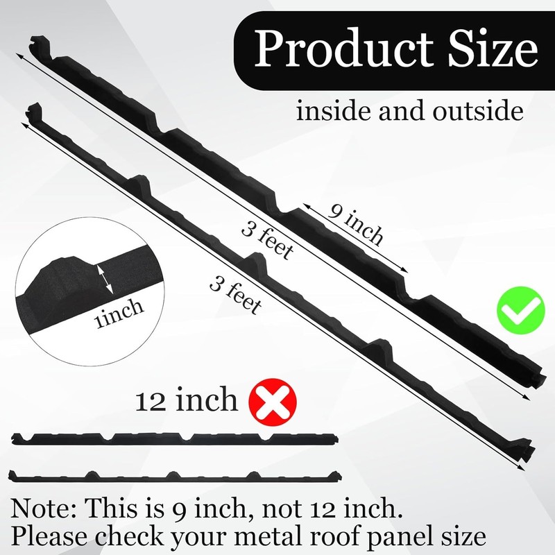 20 Pcs 9 Inch Outer Ribbed Profile Foam Closure Strips 3 ft Long Strips gallery