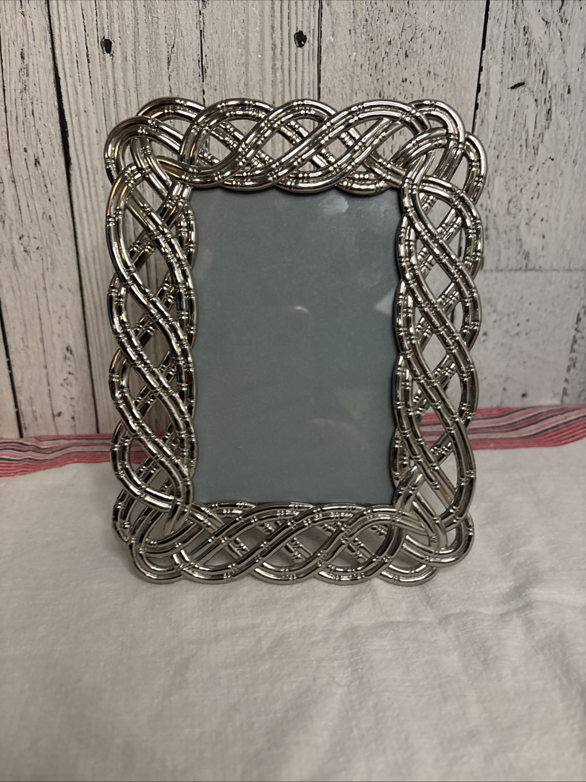 Frame Picture 5x7 Silver Double Woven Rope Design Stand Up Atticus gallery