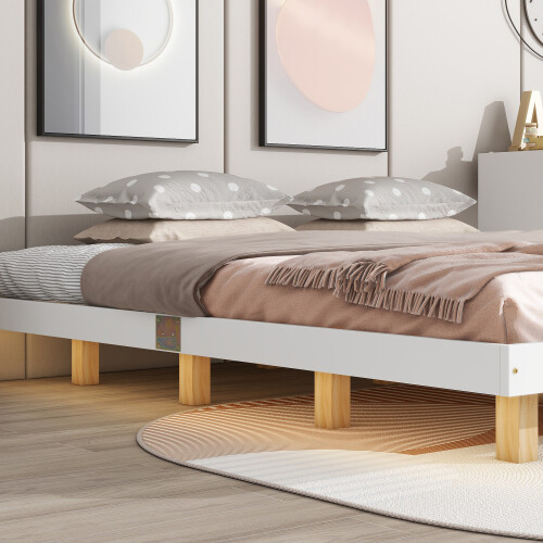 Full Queen King Floating Bed Frames with LED Lights No Headboard Kids Bed Frames gallery