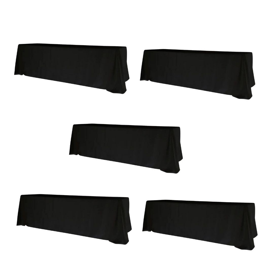 5-Pack Black Polyester Rectangle Tablecloth 190gsm 90″ x 156″ by Chivari gallery