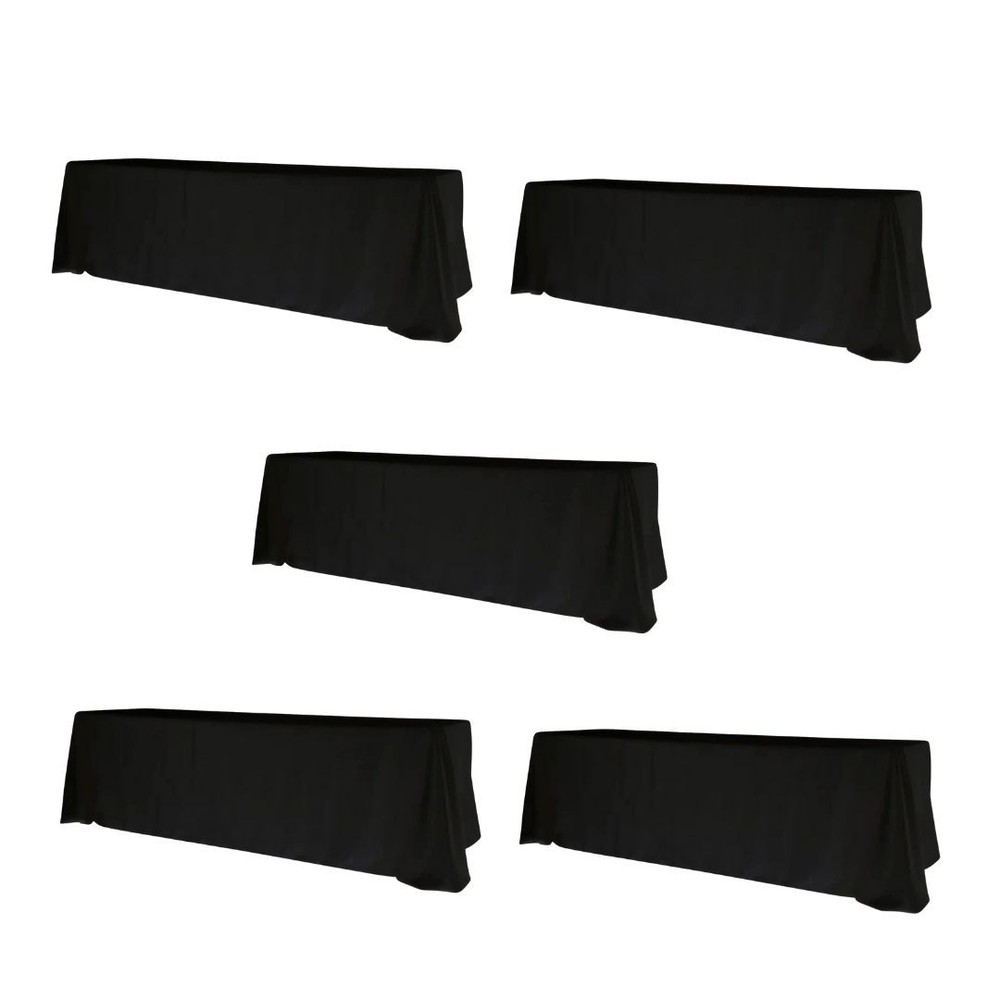 5-Pack Black Polyester Rectangle Tablecloth 190gsm 90″ x 156″ by Chivari