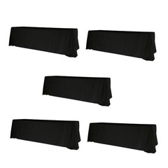 5-Pack Black Polyester Rectangle Tablecloth 190gsm 90″ x 156″ by Chivari